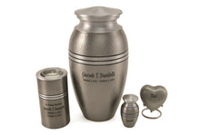 Load image into Gallery viewer, Small/Keepsake Set of 6 5 Cubic Inch Silver Aluminum Cremation Urns for Ashes