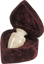 Load image into Gallery viewer, Small/Keepsake Cream Color Solid Marble Funeral Cremation Urn W Velvet Heart Box