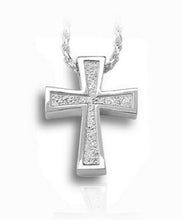 Load image into Gallery viewer, Sterling Silver Spanish Cross Funeral Cremation Urn Pendant for Ashes with Chain