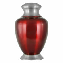 Load image into Gallery viewer, Large/Adult 220 Cubic Inches Red & Gray Brass Funeral Cremation Urn for Ashes