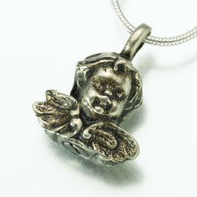 Load image into Gallery viewer, Antique Cherub Pendant White Bronze Tone Funeral Cremation Jewelry Urn For Ashes