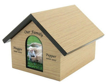 Load image into Gallery viewer, Small 90 Cubic Inch Tan Fiberboard Pet House Funeral Cremation Urn for Ashes