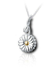 Load image into Gallery viewer, Sterling Silver & 10kt Gold Sunflower Funeral Cremation Urn Pendant w/Chain