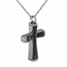 Load image into Gallery viewer, Black Onyx Cross Stainless Steel Pendant/Necklace Cremation Urn for Ashes