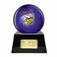 Load image into Gallery viewer, Large/Adult 200 Cubic Inch Minnesota Vikings Metal Ball on Cremation Urn Base
