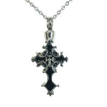 Load image into Gallery viewer, Stainless Steel Fancy Cross Cremation Urn Pendant for Ashes w/20-inch Necklace