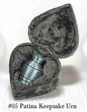 Load image into Gallery viewer, New, Solid Brass Keepsake Funeral Cremation Urn & Heart Box, 3 Cubic Inches