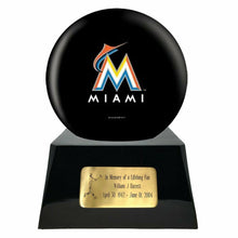 Load image into Gallery viewer, Large/Adult 200 Cubic Inch Miami Marlins Metal Ball on Cremation Urn Base