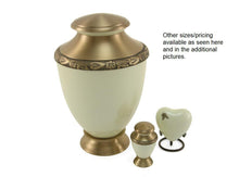 Load image into Gallery viewer, Heart Keepsake Aluminum & Brass White Cremation Urn for Ashes, 3 Cubic Inches