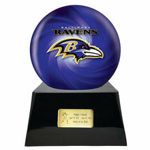 Load image into Gallery viewer, Large/Adult 200 Cubic Inch Baltimore Ravens Metal Ball on Cremation Urn Base