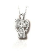 Load image into Gallery viewer, Sterling Silver Praying Angel Funeral Cremation Urn Pendant for Ashes w/Chain