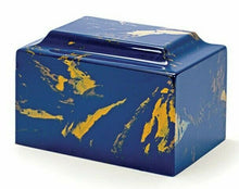 Load image into Gallery viewer, Small/Keepsake Marble Blue & Gold 5 Cubic Inch Cremation Urn Ashes TSA Approved