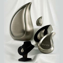 Load image into Gallery viewer, Small/Keepsake 3 Cubic Inches Tear Drop Pewter Brass Cremation Urn with pouch