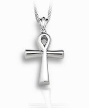 Load image into Gallery viewer, Sterling Silver Ankh Cross Funeral Cremation Urn Pendant for Ashes with Chain