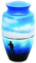Load image into Gallery viewer, Fisherman Fishing 210 Cubic Inches Large/Adult Funeral Cremation Urn for Ashes