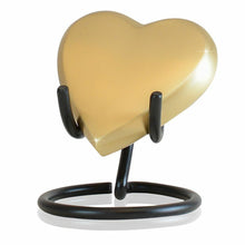 Load image into Gallery viewer, Small/Keepsake 3 Cubic Inches Brass Heart on Stand Brass Cremation Urn for Ashes