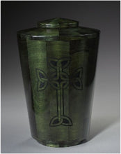 Load image into Gallery viewer, Iona Cross Poplar Wood Adult Funeral Cremation Urn, 210 Cubic Inches