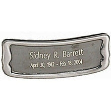 Load image into Gallery viewer, Personalized Brushed Pewter Name-Plate Medallion for Cube &amp; Box Cremation Urns
