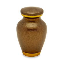 Load image into Gallery viewer, Set of Brown & Gold Aluminum Cremation Urns for Ashes - Adult & 4 Keepsakes