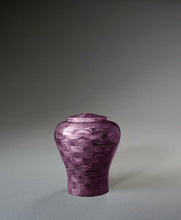 Load image into Gallery viewer, Lily Purple Oak Wood Keepsake Funeral Cremation Urn, 14 Cubic Inches