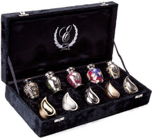 Load image into Gallery viewer, Black and Gold Color, Brass Funeral Cremation Urn Keepsake w. Velvet Heart Box