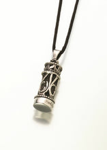 Load image into Gallery viewer, Antique Sterling Silver Small Filigree Cylinder Pendant Funeral Cremation Urn