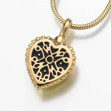 Load image into Gallery viewer, Gold Vermeil Small Filigree Heart Memorial Jewelry Pendant Funeral Cremation Urn