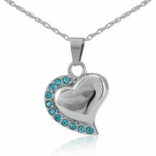 Load image into Gallery viewer, Blue Stones in Heart Stainless Steel Pendant/Necklace Cremation Urn for Ashes