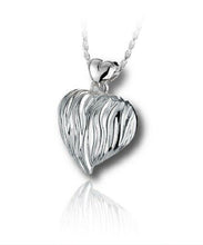 Load image into Gallery viewer, Sterling Silver Sand Dune Heart Funeral Cremation Urn Pendant for Ashes w/Chain
