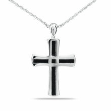 Load image into Gallery viewer, Sterling Silver Men's Cross Chain Link Pendant Funeral Cremation Urn w/necklace
