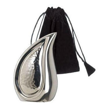 Load image into Gallery viewer, Small/Keepsake 3 Cubic Inches Tear Drop Silver Brass Cremation Urn with pouch