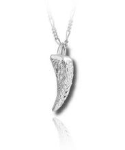 Load image into Gallery viewer, Sterling Silver Leaves & Berries Horn Funeral Cremation Urn Pendant w/Chain