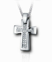 Load image into Gallery viewer, Sterling Silver Nugget Cross Funeral Cremation Urn Pendant for Ashes with Chain
