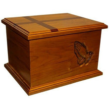 Load image into Gallery viewer, Large/Adult 225 Cubic Inch Wood Praying Hands Funeral Cremation Urn-Made in USA