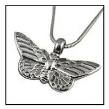 Load image into Gallery viewer, Butterfly Stainless Steel Funeral Cremation Urn Pendant w/Chain for Ashes