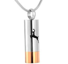 Load image into Gallery viewer, Deer Shotgun Shell Stainless Steel Cremation Urn Pendant w/20-inch Necklace