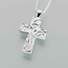 Load image into Gallery viewer, Pewter Cross with Filigree Memorial Jewelry Pendant Funeral Cremation Urn