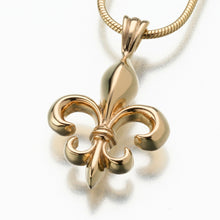 Load image into Gallery viewer, Gold Vermeil Fleur De Lis Memorial Jewelry Pendant Funeral Cremation Urn