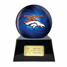 Load image into Gallery viewer, Large/Adult 200 Cubic Inch Denver Broncos Metal Ball on Cremation Urn Base
