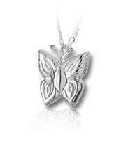 Load image into Gallery viewer, Sterling Silver Butterfly Funeral Cremation Urn Pendant for Ashes w/Chain