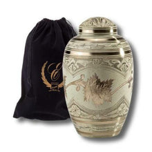 Load image into Gallery viewer, Set of Adult (202 cubic inch) & Keepsake (3 inch) Brass Funeral Cremation Urns