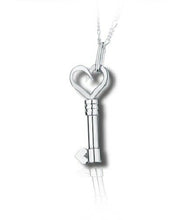 Load image into Gallery viewer, Sterling Silver Key Funeral Cremation Urn Pendant for Ashes w/Chain