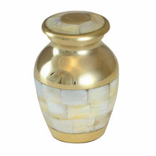 Load image into Gallery viewer, Small/Keepsake 4 Cubic Inches Mother of Pearl Brass Cremation Urn for Ashes