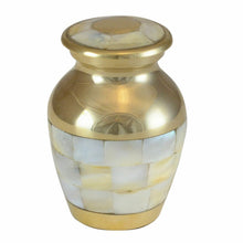 Load image into Gallery viewer, Small/Keepsake 4 Cubic Inches Mother of Pearl Brass Cremation Urn for Ashes