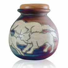 Load image into Gallery viewer, Large/Adult 200 Cubic Inches Raku Wolves Funeral Cremation Urn for Ashes
