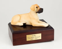 Load image into Gallery viewer, Great Dane, Fawn, Ears Down Pet Cremation Urn Available in 3 Diff Colors 4 Sizes