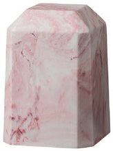 Load image into Gallery viewer, Small/Keepsake 36 Cubic Inch Pink Square Cultured Marble Funeral Cremation Urn