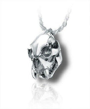 Load image into Gallery viewer, Sterling Silver Cougar Skull Funeral Cremation Urn Pendant for Ashes w/Chain