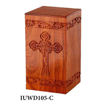 Load image into Gallery viewer, Large/Adult 200 Cubic Inch Rosewood Cross Tower Funeral Cremation Urn