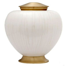 Load image into Gallery viewer, Large/Adult 200 Cubic Inch White Baroque Shadow Brass Funeral Cremation